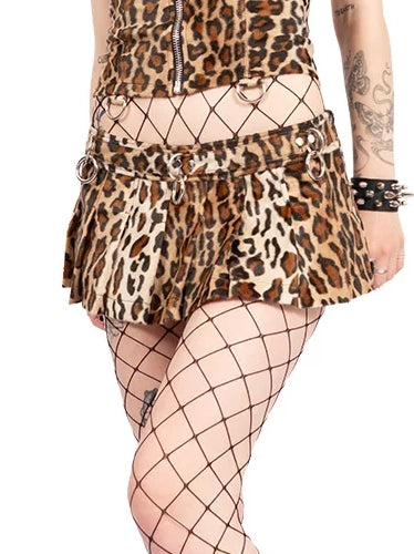 Leopard Pleated Mini Skirt