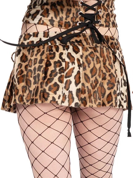 Leopard Pleated Mini Skirt