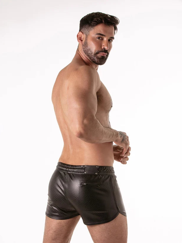 Perforated Wetlook Short Shorts
