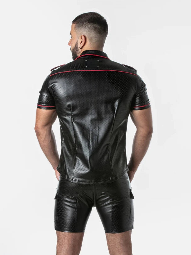 Perforated Wetlook Uniform Shirt