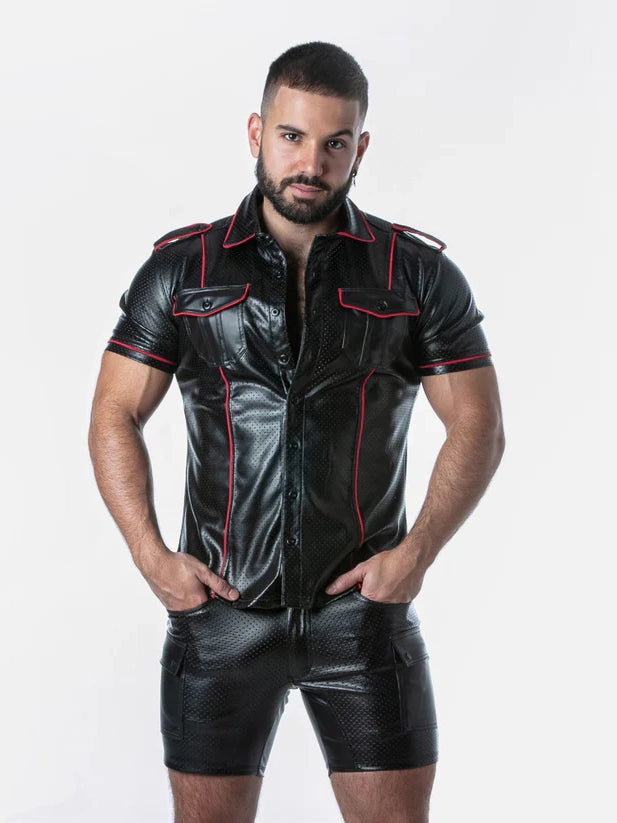 Perforated Wetlook Uniform Shirt