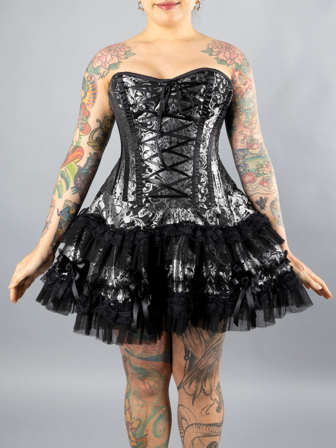 Silver Brocade Corset Dress