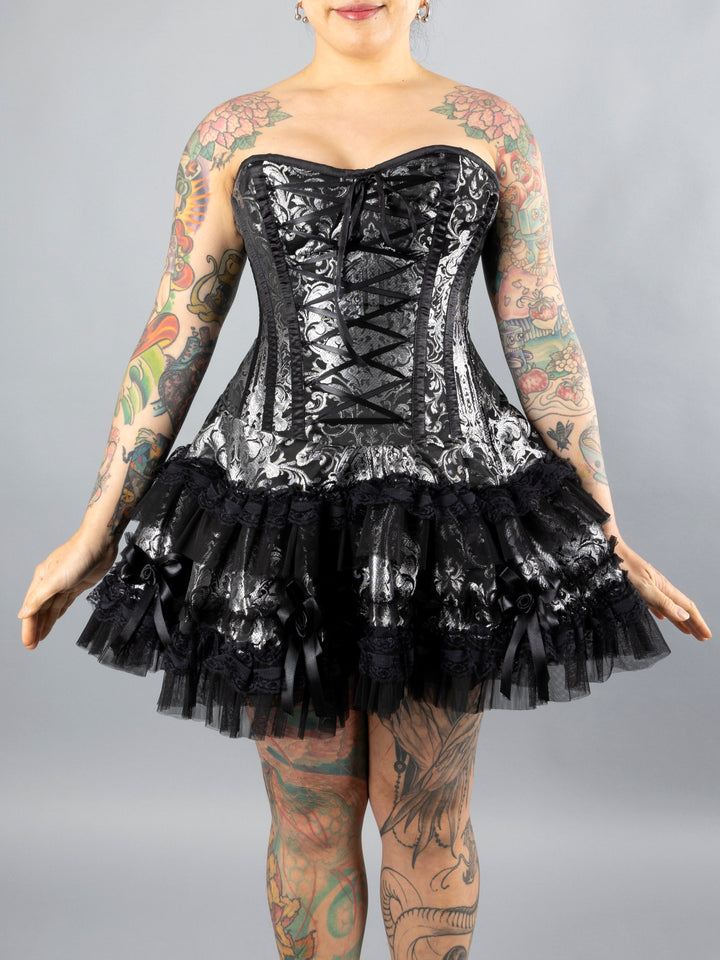 Silver Brocade Corset Dress