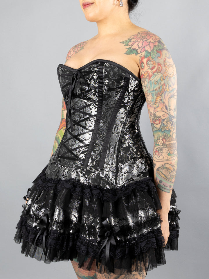 Silver Brocade Corset Dress