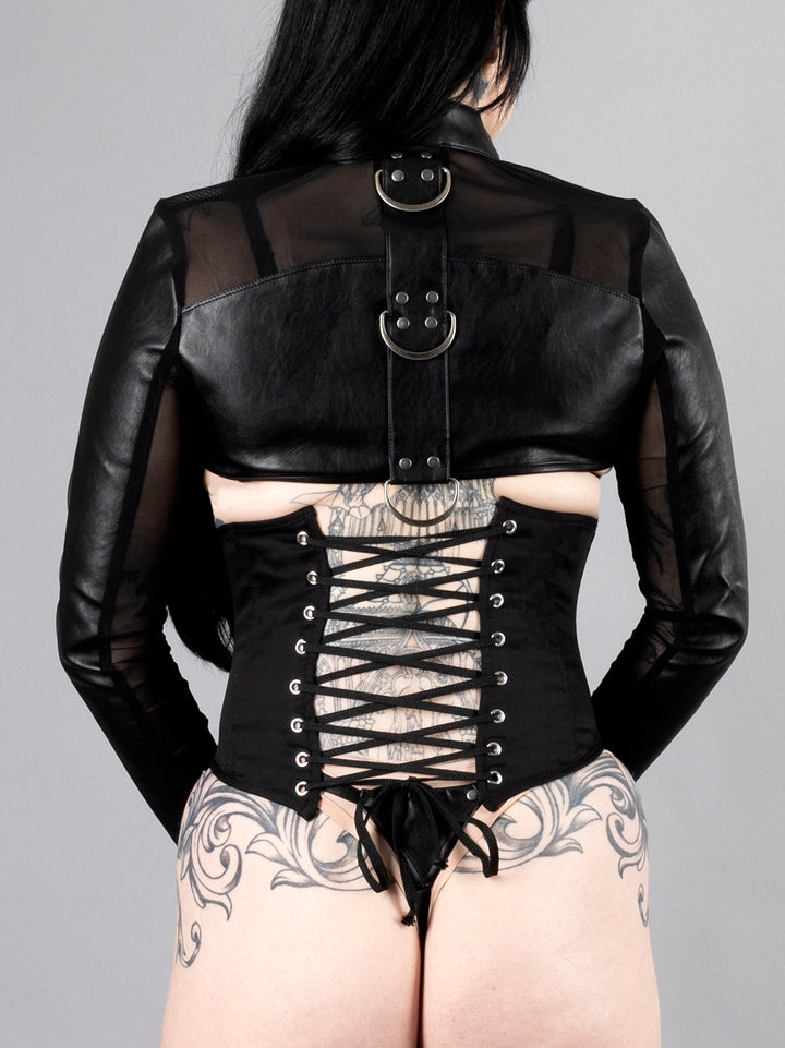 Vegan Leather and Mesh Shrug