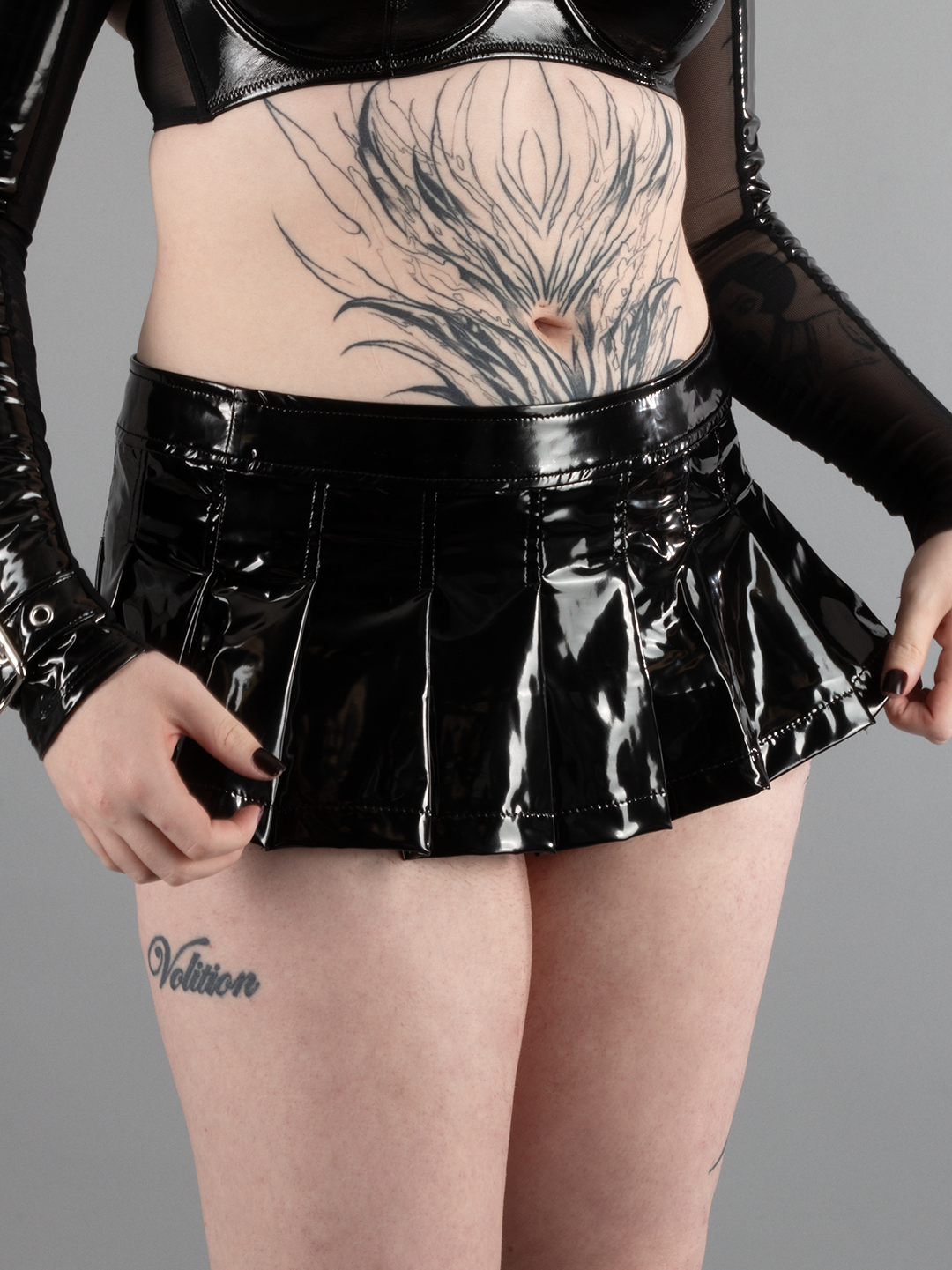 PVC Pleated Micro Mini Skirt