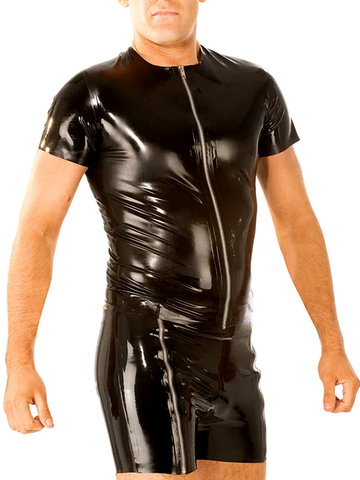 Front Zip Latex T-Shirt
