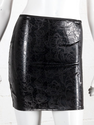 Floral PVC Mini Skirt