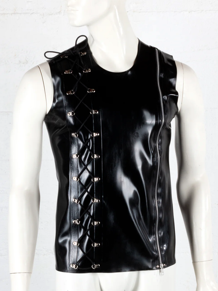 Latex Lace Up Detail Sleeveless Top
