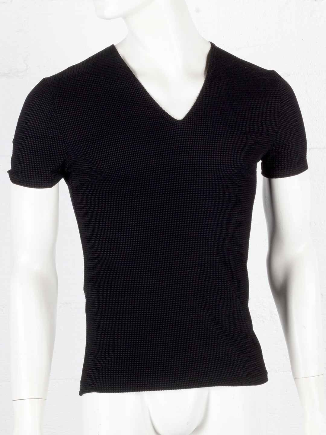 Velvet Grid V-Neck T-Shirt