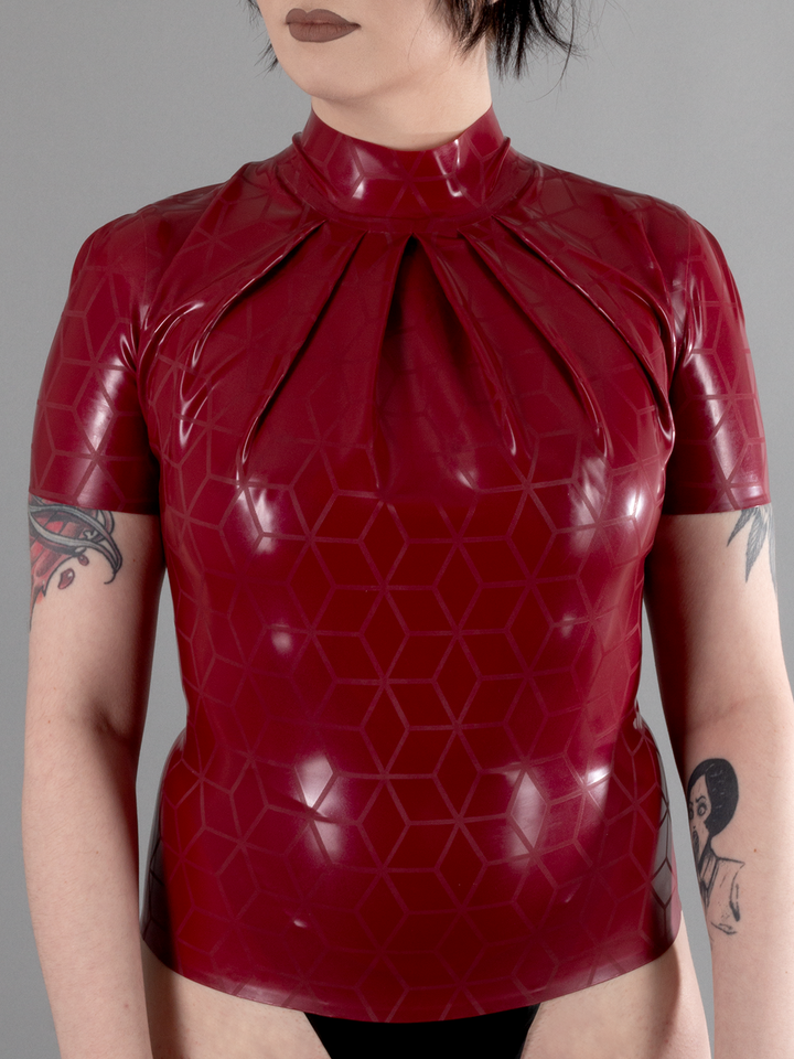 Textured Short Sleeve Latex Blouse