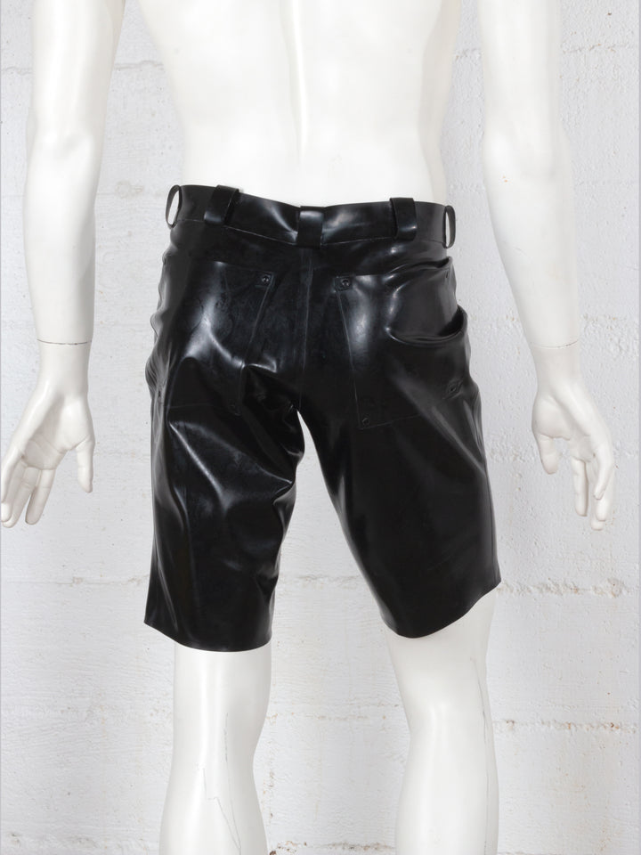 Slim Fit Latex Shorts with Belt Loops