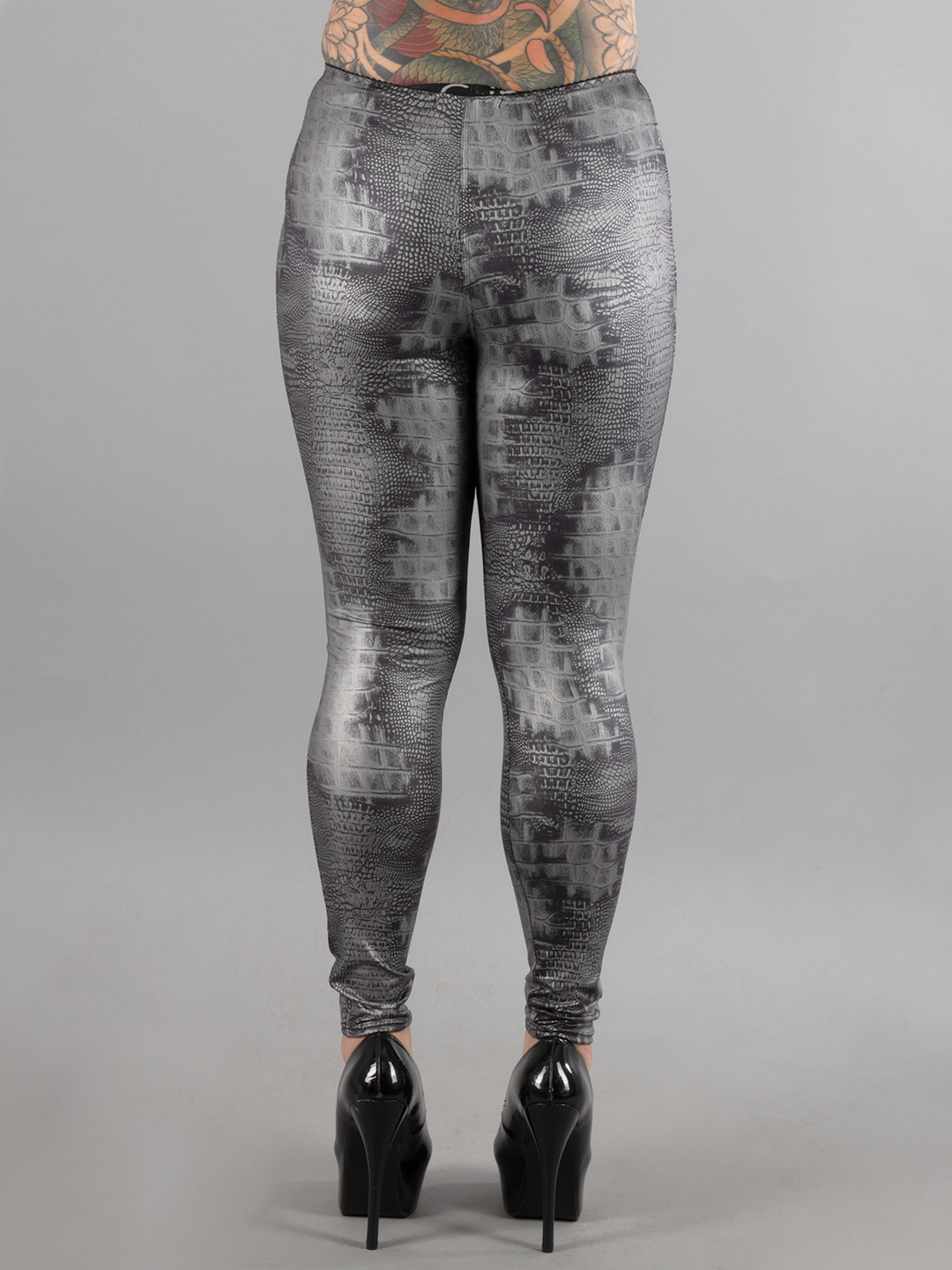 Silver Snakeskin Print Leggings