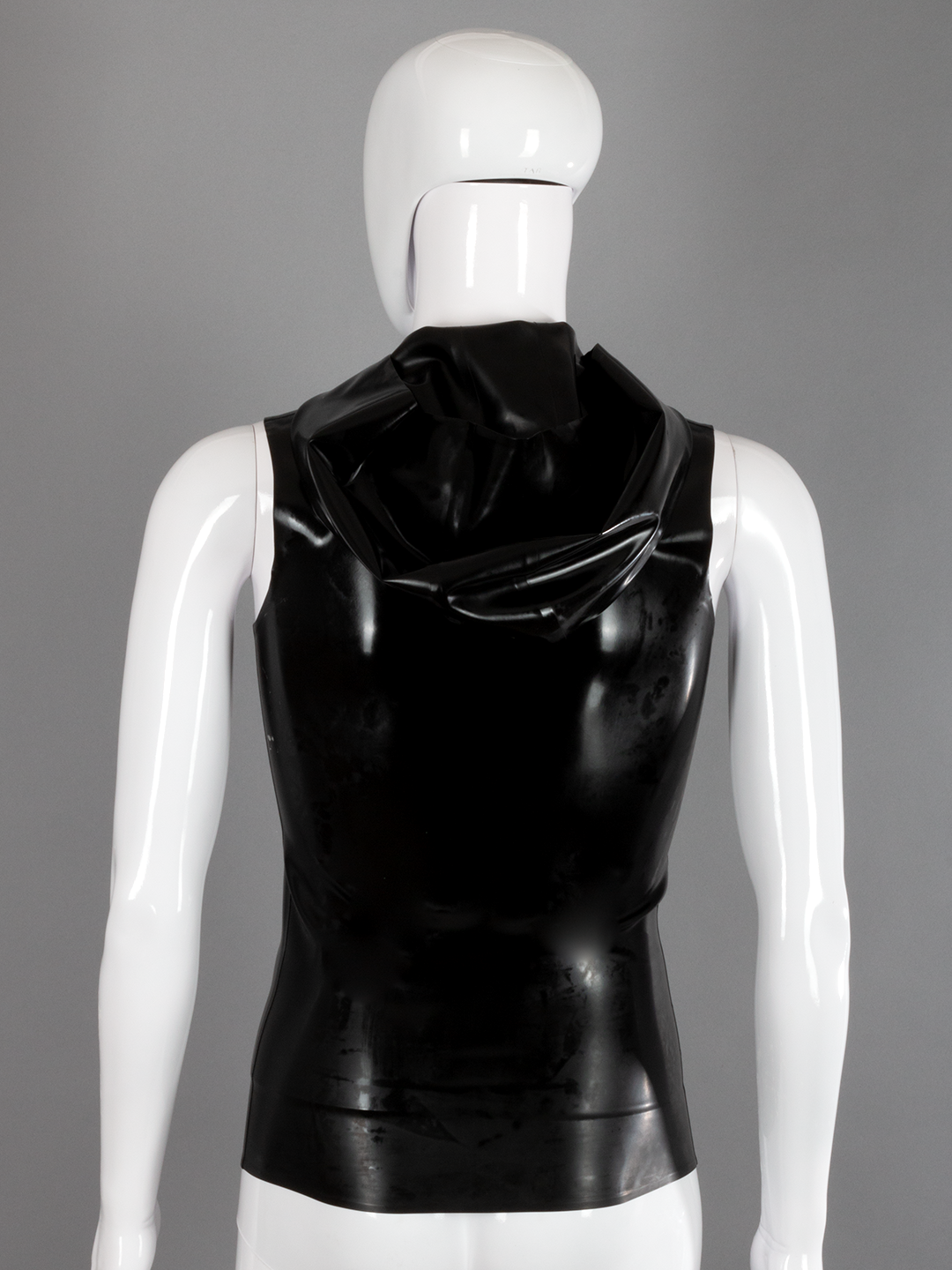 Latex Hooded Vest with Coloured Zipper
