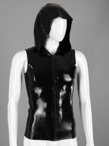 Latex Hooded Vest with Coloured Zipper