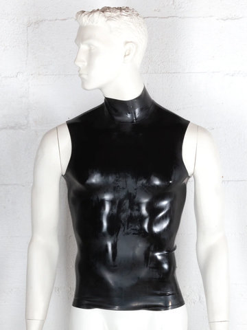 Back Zip Sleeveless Latex Shirt