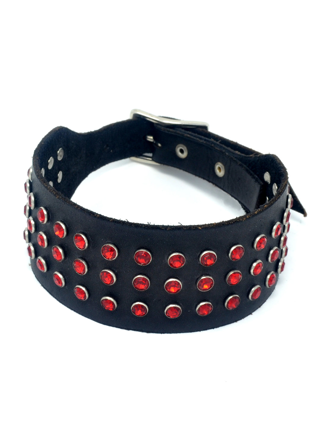 Wide Leather Rhinestone Collar