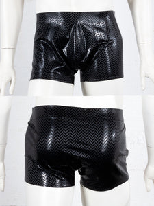 Textured Herringbone Latex Shorts