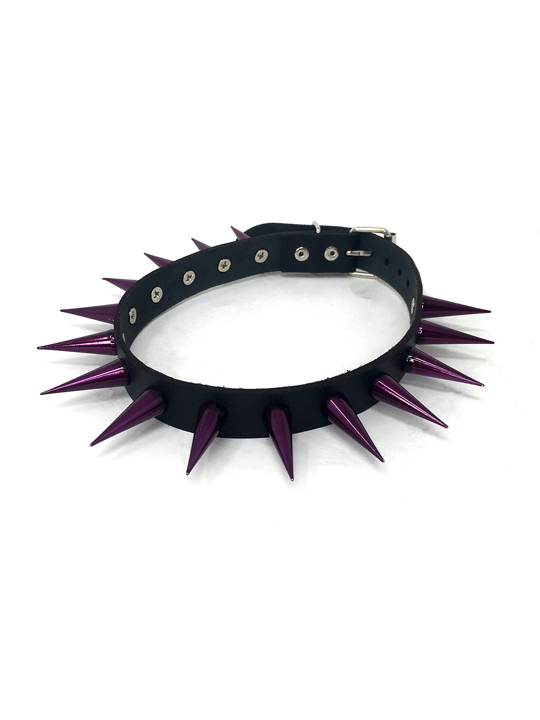 Leather Spiked Collar with Metallic Spikes