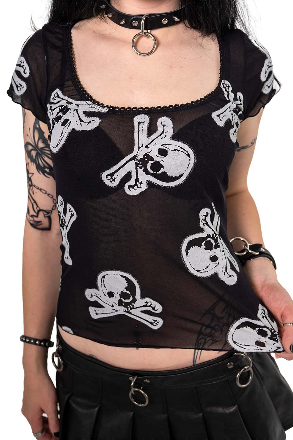 Mesh Skull and Cross Bones Top