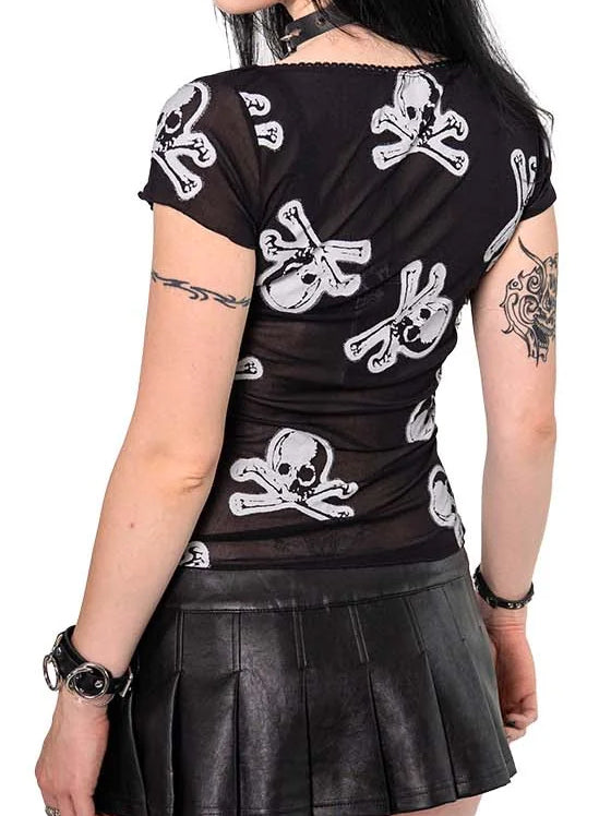 Mesh Skull and Cross Bones Top