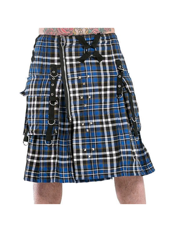 Blue Plaid Bondage Kilt