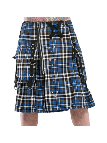 Blue Plaid Bondage Kilt