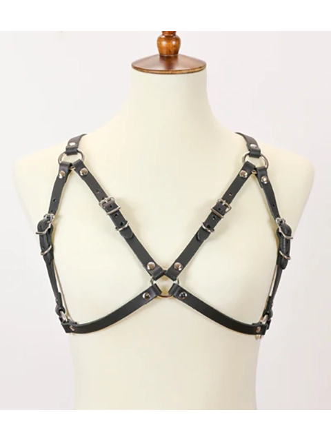 X Back Leather Bra Harness