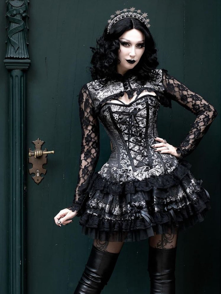 Silver Brocade Corset Dress