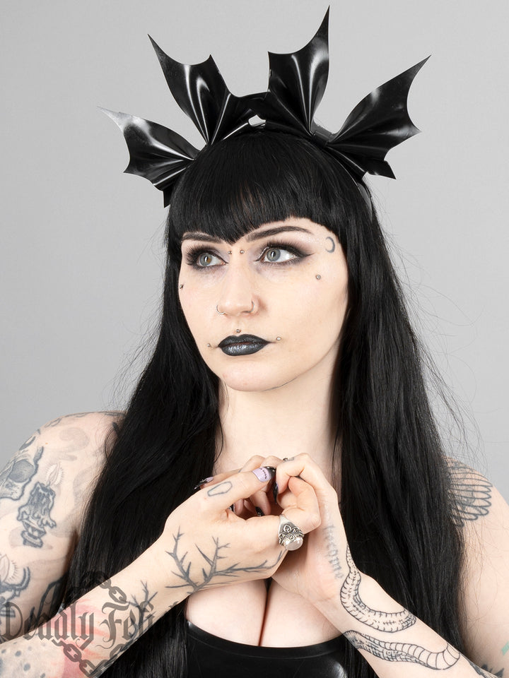 Deadly Fetish Latex: Double Bat Bow Headband