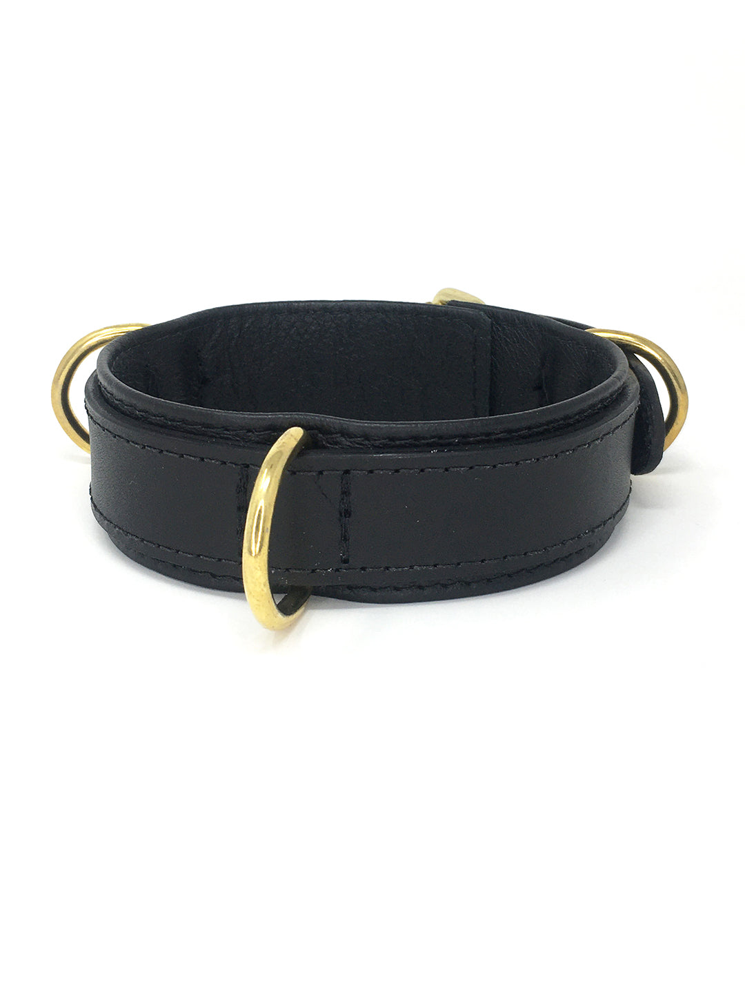 Leather Collar with 3 D-Rings