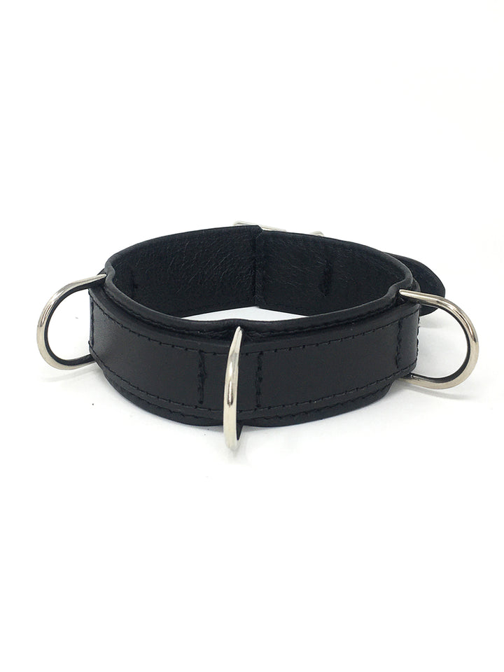 Leather Collar with 3 D-Rings