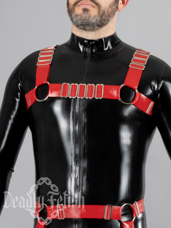 Deadly Fetish Latex: Basic Harness #26 with Additional Sliders