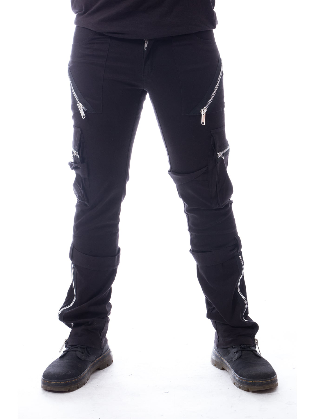 Black Pants with Zip and Strap Detail