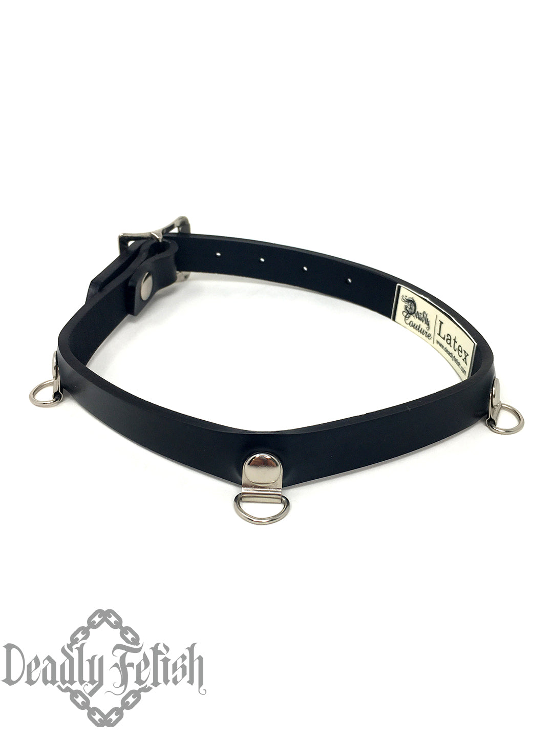 Deadly Fetish Latex: Basic Slim 3 D-Ring Choker