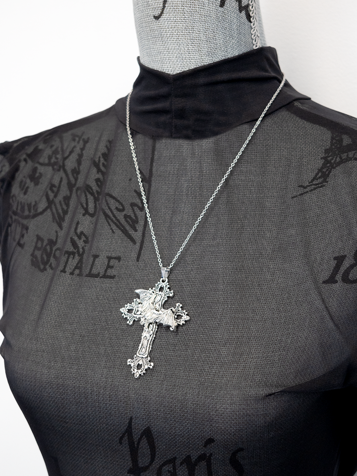 Bat Cross Necklace