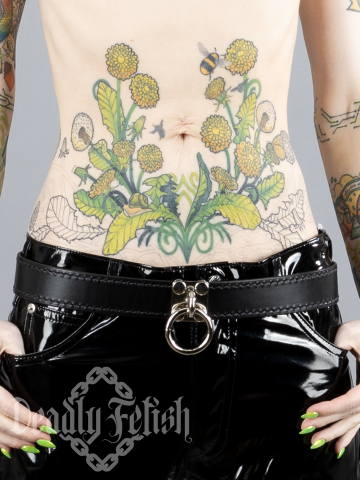 Leather Belt with Tie Plate