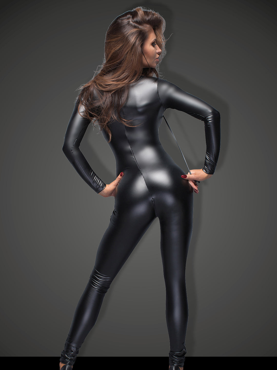 Matte Wetlook Catsuit with Leash