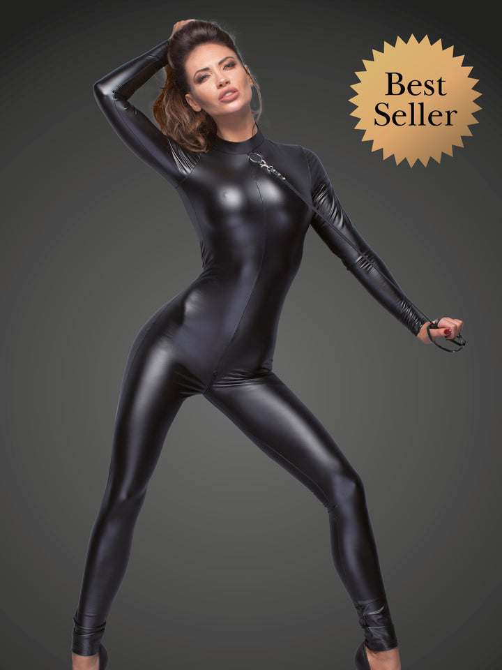 Matte Wetlook Catsuit with Leash