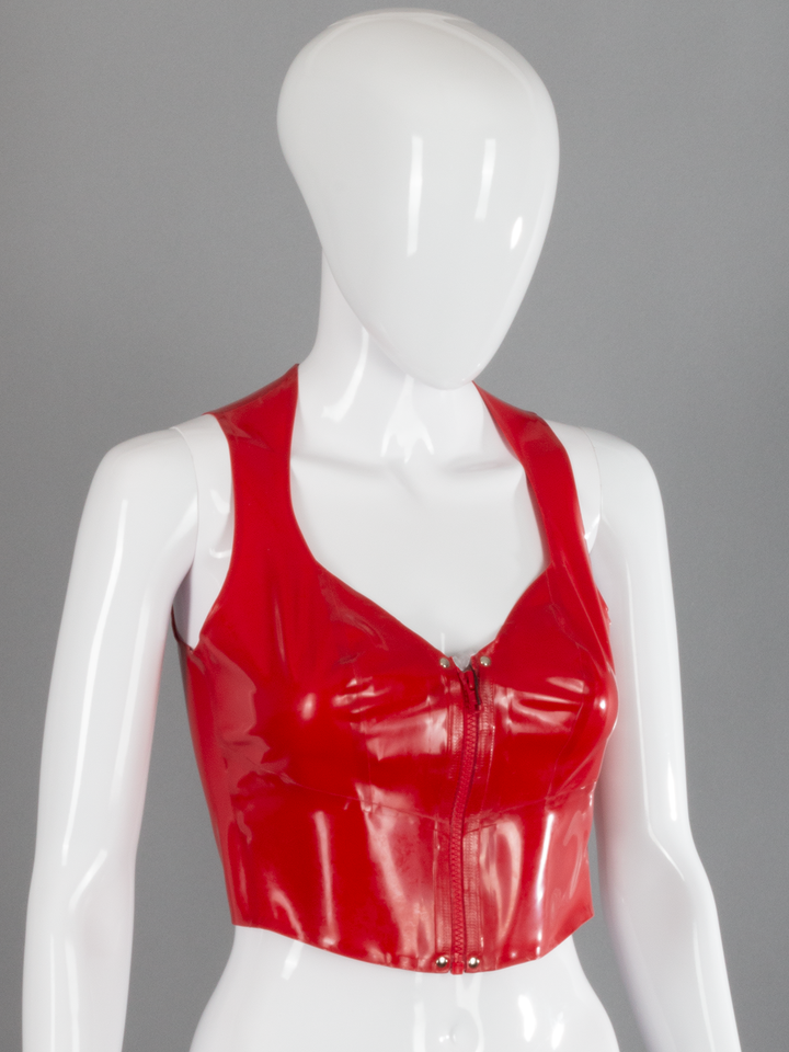 Front Zip Cropped Latex Top