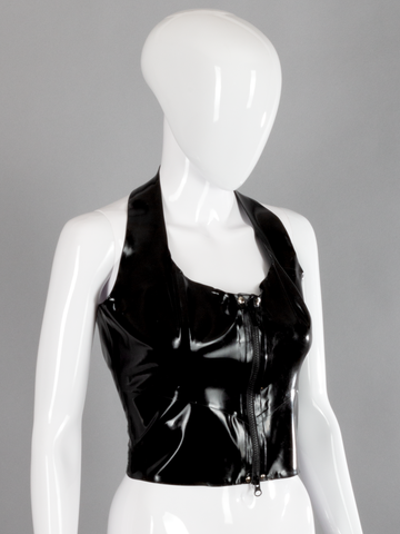 Cropped Latex Halter Top