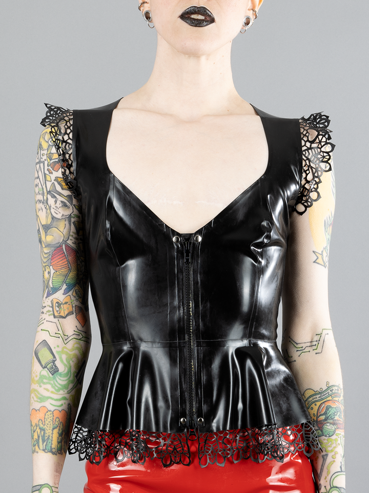 Latex Lace Peplum Top