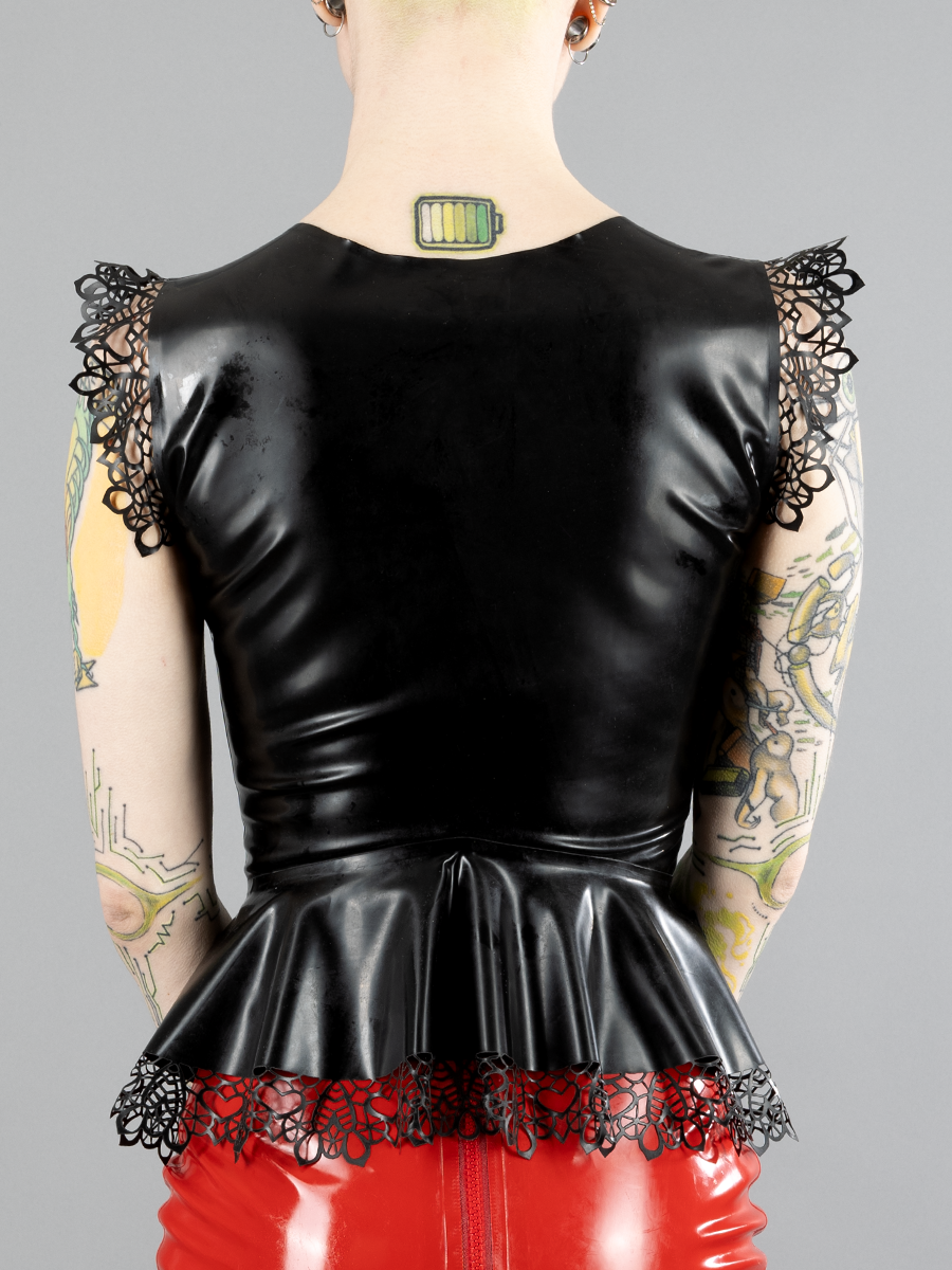 Latex Lace Peplum Top