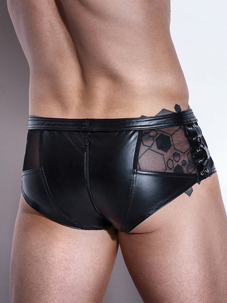Matte Wetlook Lace Up Brief
