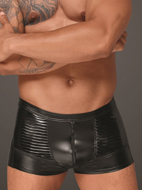 Matte Wetlook Boxers With PVC Pleats