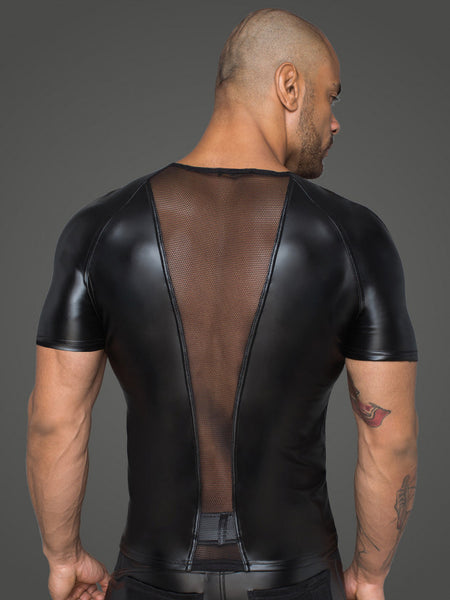 Matte Wetlook T-Shirt with Mesh Panels