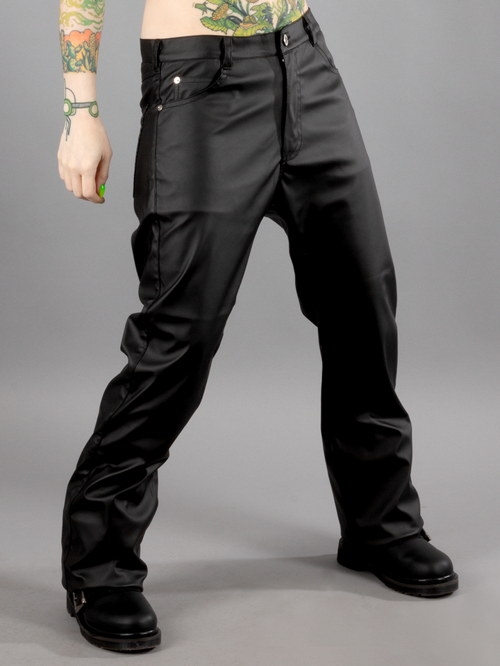 Classic Cut Vegan Leather Jeans