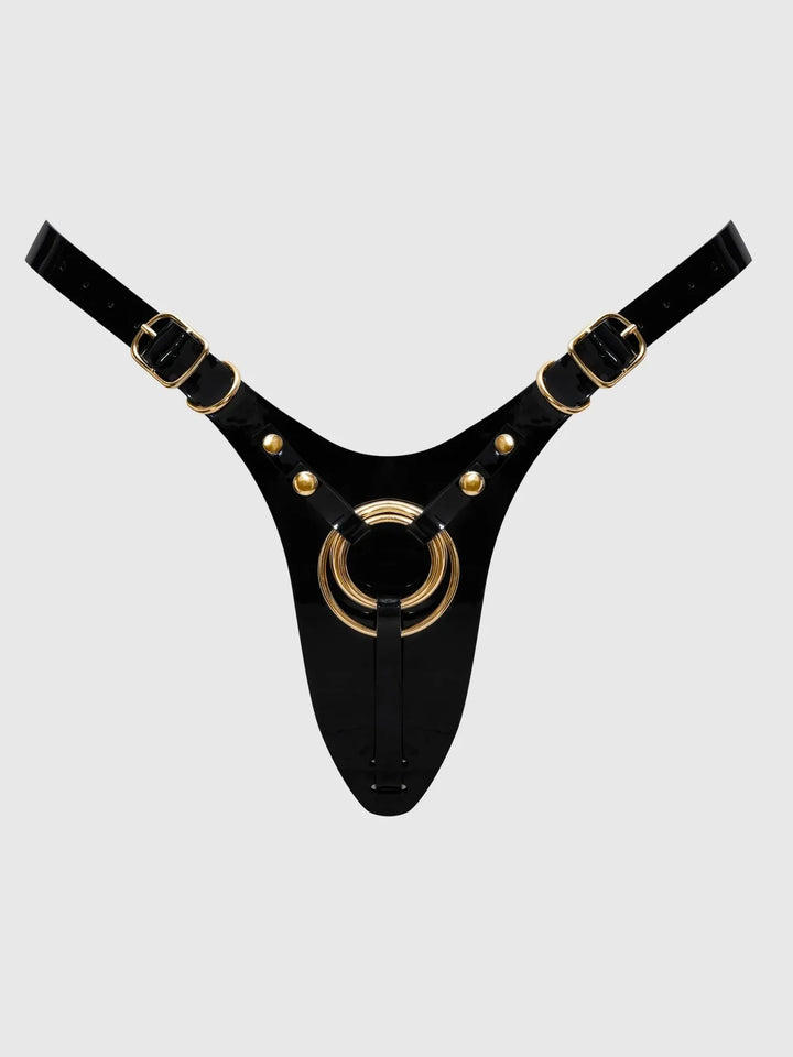 Patent Vegan Leather Strap On Harness