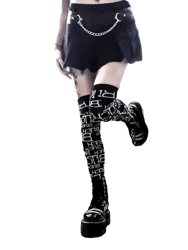 BITCH Thigh High Socks
