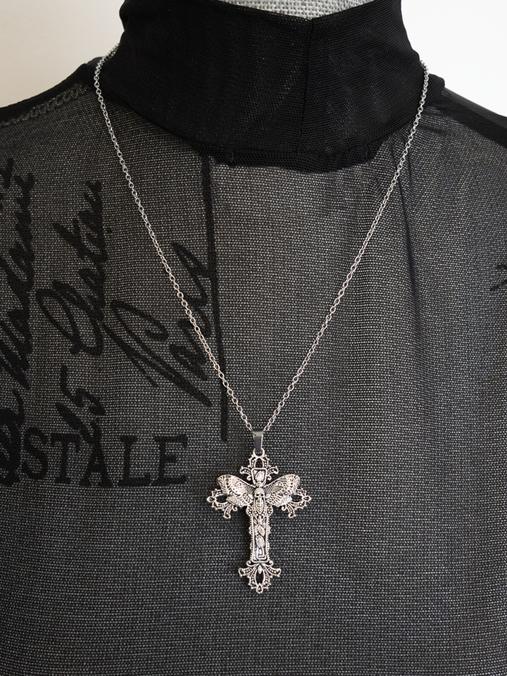 Moth Cross Necklace